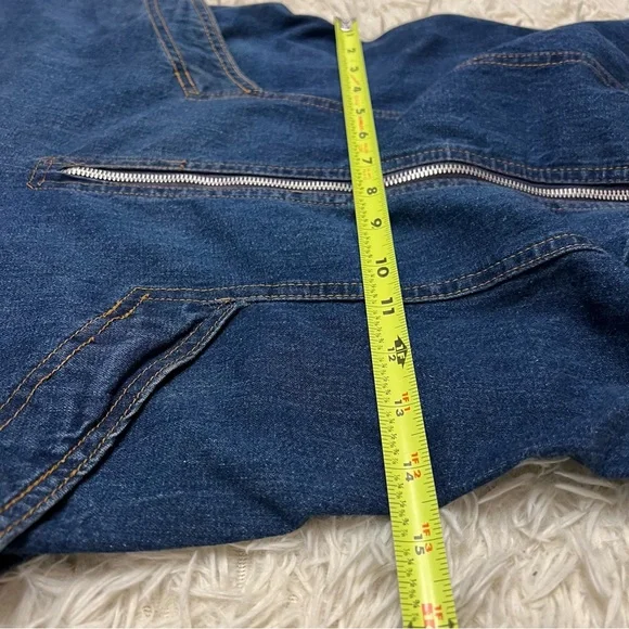 1970s Denim Jumpsuit Collared With Pockets Wide Leg Stretch Waist No Size C Pics - Picture 12 of 16